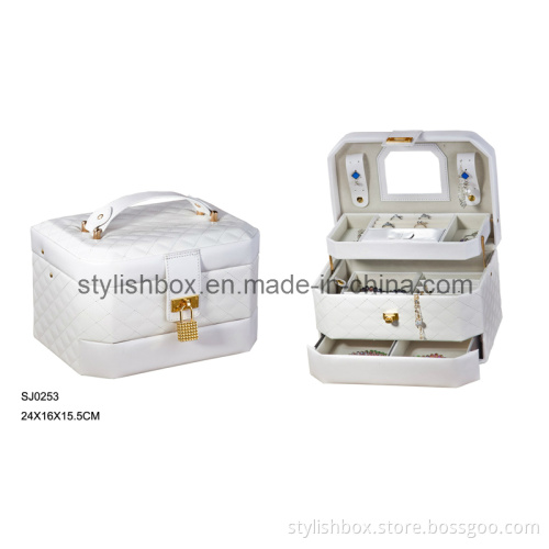 Luxury Diamond PU Jewelry Box with Lock (SJ0253)